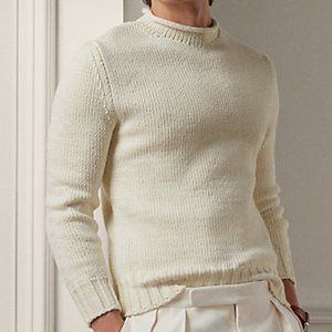 POLO RALPH LAUREN - MEN'S COTTON ROLLNECK SWEATER WHITE/CREAM